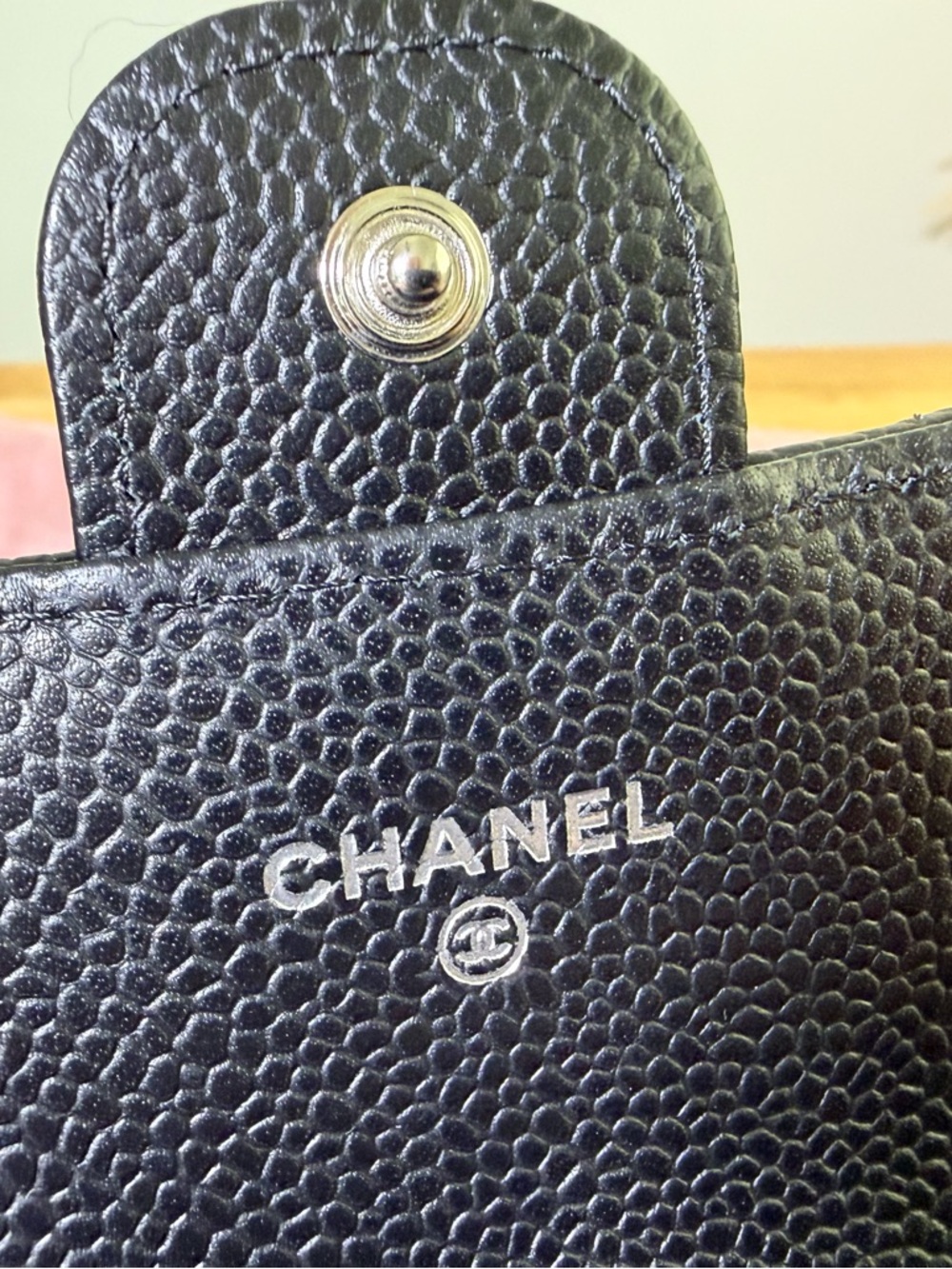NWT CHANEL Black Quilted Caviar Leather Long Wallet with Silver CC - Picture 8 of 15